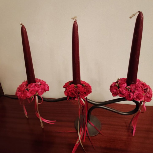Fer Forgé Metal Candlestick Set like new with free mirror