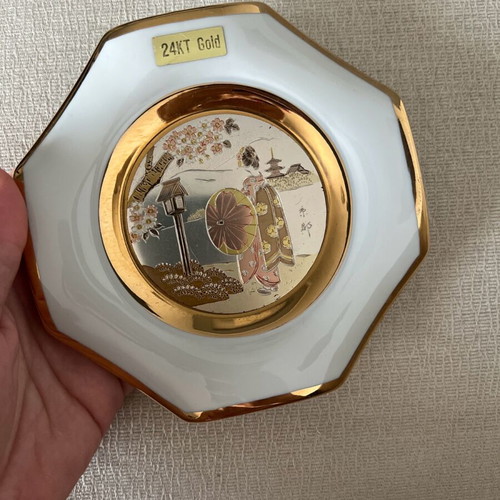 Chokin vintage porcelain decorations with 22K gold plating like new