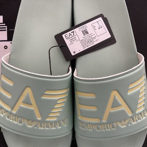 Emporio Armani 7 slides, mint and yellow