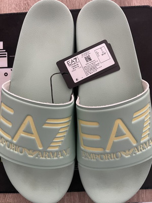 Emporio Armani 7 slides, mint and yellow