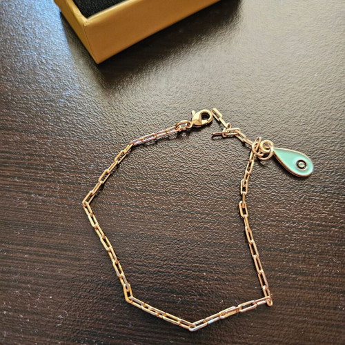 Pink gold bracelet with turquoise eye charm new