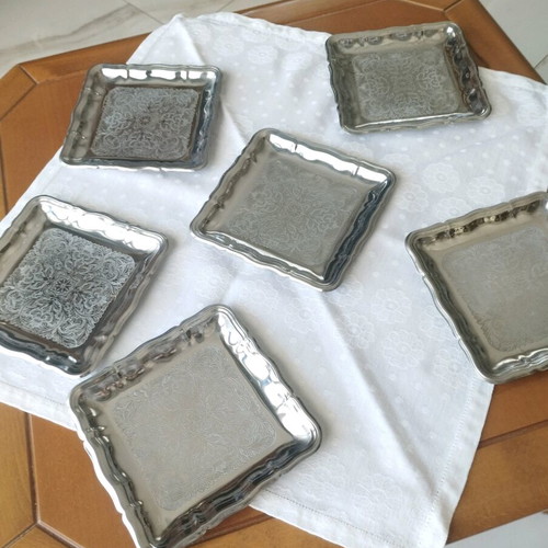 Set of 6 Square Rostfrei 18/C Serving Plates like new