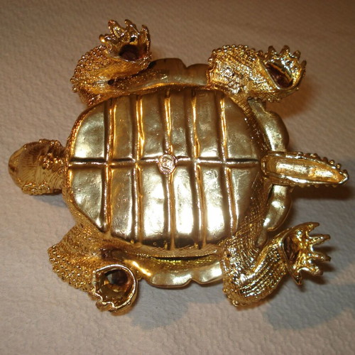Metal turtle jewelry box used