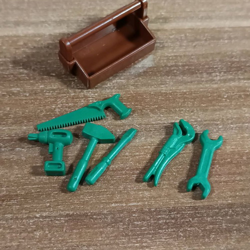 Playmobil toolbox with tools like new