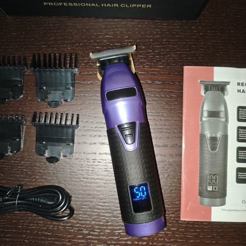 Rechargeable hair clipper deep purple with battery level indicator