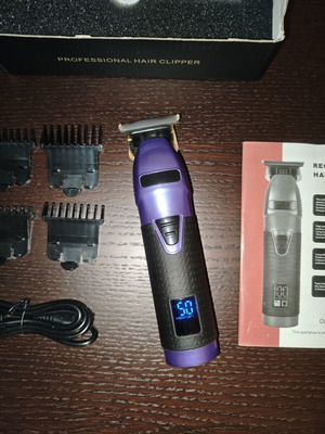 Rechargeable hair clipper deep purple with battery level indicator