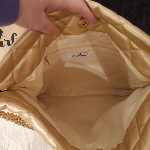 SugarFree quilted gold shoulder bag like new