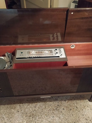 Telefunken turntable furniture used, 1970s with radio and storage