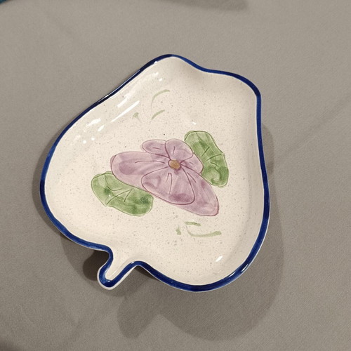 Vintage ceramic plates set of 2 handpainted pear and apple