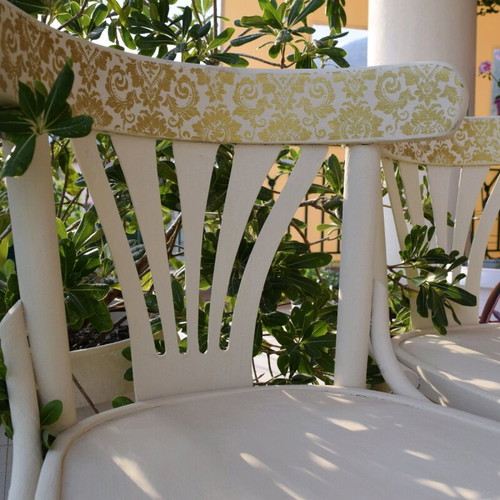 Chairs set of three renewed with chalk paint and stencil like new