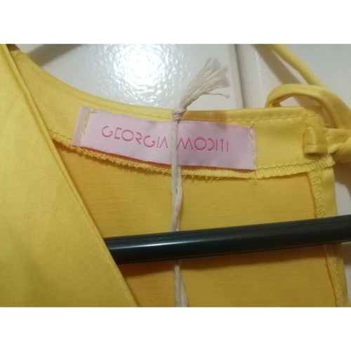 Yellow dress by Georgias Moditi new, cotton satin, medium-large