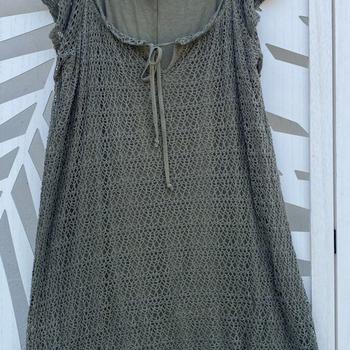 Attrattivo summer dress, khaki, short with net overlay