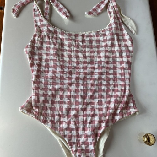 Manebi Gingham Pink and White Swimsuit Size XS Like New