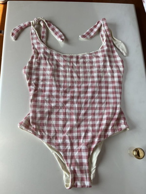 Manebi Gingham Pink and White Swimsuit Size XS Like New