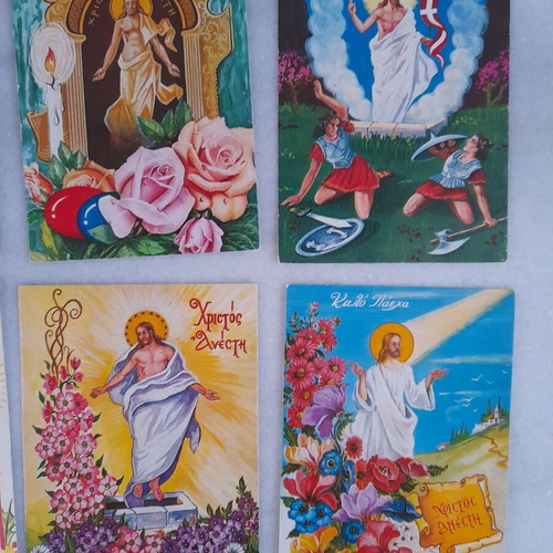 Easter postcards used, set of 7 from 1960s and 70s