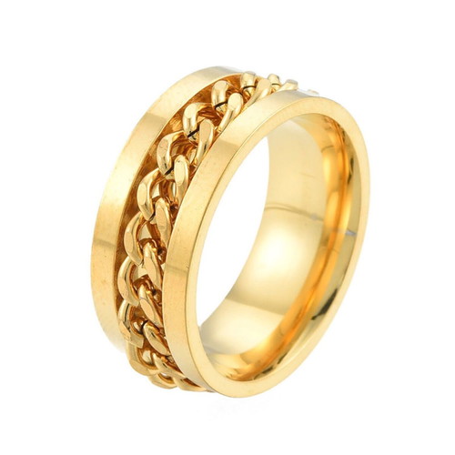 Steel chain spinner ring new, gold plated