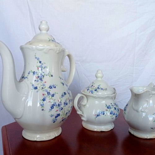 Pontesa pitcher, creamer, sugar bowl used, porcelain 1970