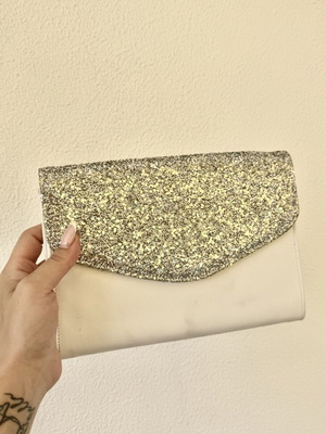 Vintage leather clutch bag, white