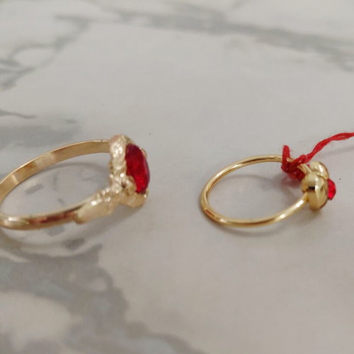 Vintage women's and children's ring 1960s, aluminum alloy, red and gold