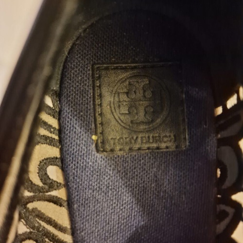 Tory Burch Peep Toe Espadrilles Like New, Leather, Size 39, Blue