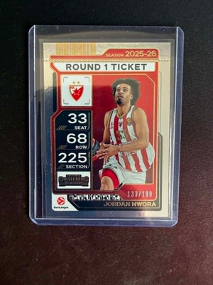 2025/26 Panini Contenders Euroleague Jordan Nwora Round 1 Ticket new