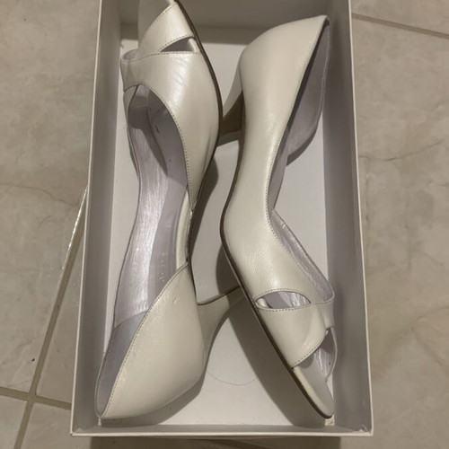 Haralas White Pearl Leather (Napa) Pumps Size 40 New