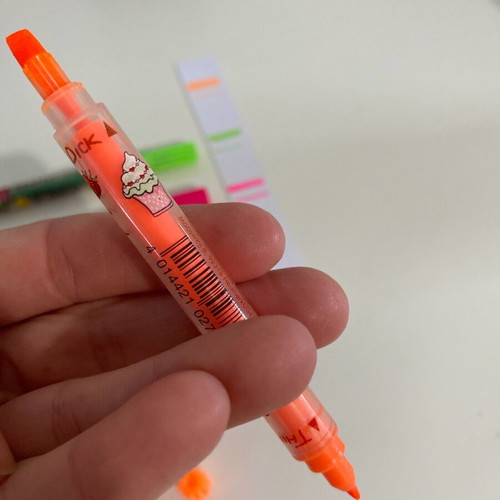 Mini highlighters used, pack of 3 with 2 tips