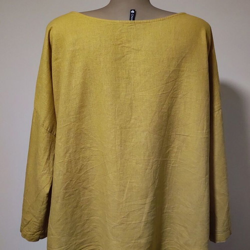 Chicoree women's linen blend shirt jacket XL like new, mustard yellow