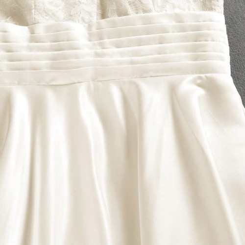 Tea length wedding dress new, A-line silhouette with lace bodice and chiffon skirt