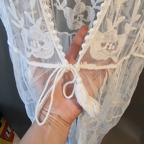 Reserved long transparent kimono caftan white like new L-XL