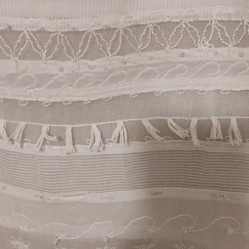 Linen blouse like new, white, thin with tulle transparent designs, 4XL