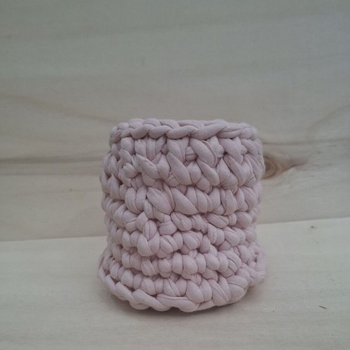 Pink knitted handmade pencil holder