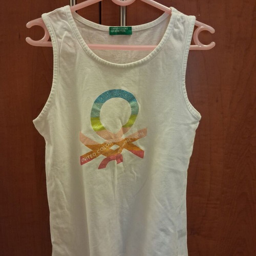Benetton sleeveless blouse for girls, like new, size 140 cm, white