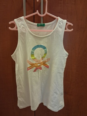 Benetton sleeveless blouse for girls, like new, size 140 cm, white