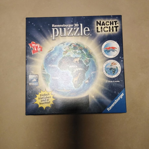 Puzzle night light used, 72 pieces globe