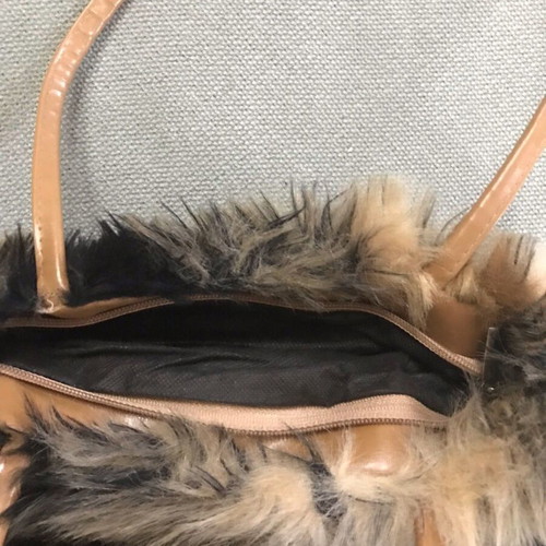 Faux Fur Animal Print Handbag like new, black and beige