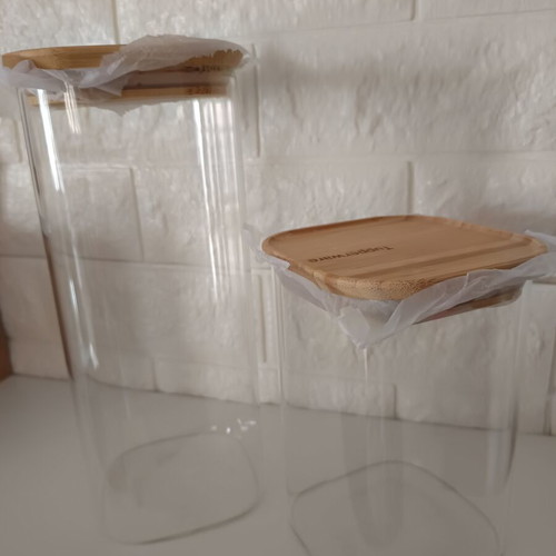 Tupperware Crystal Bamboo Food Storage Containers 1.9 & 1.1 L