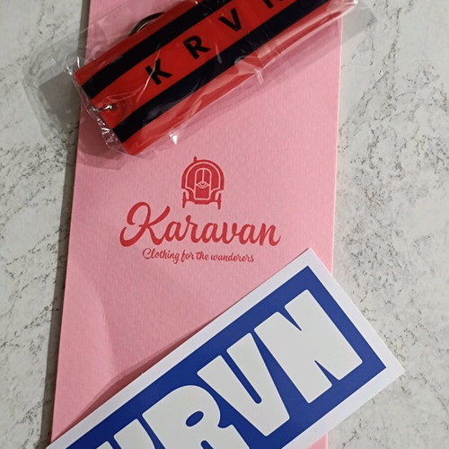 Karavan keychain new, red with free sticker