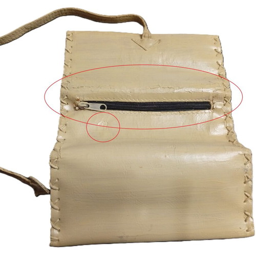Leather tobacco case used, painted with minor defects