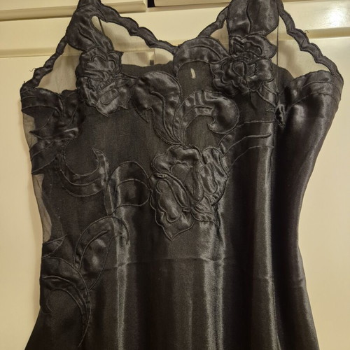 Satin nightgown used with lace bust, black, size L
