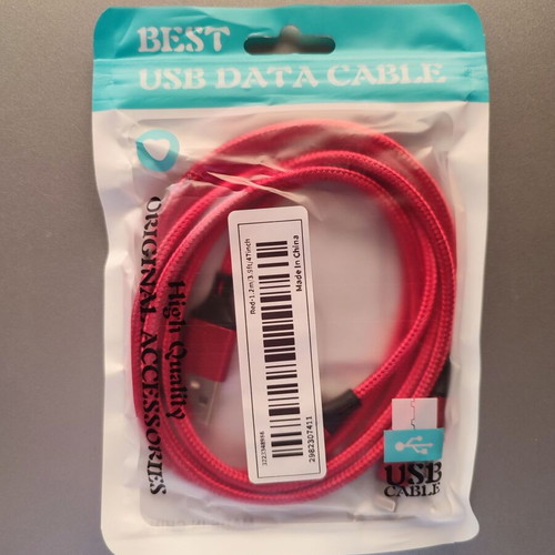 Multi Port 3-in-1 charging cable red new with fabric coating
