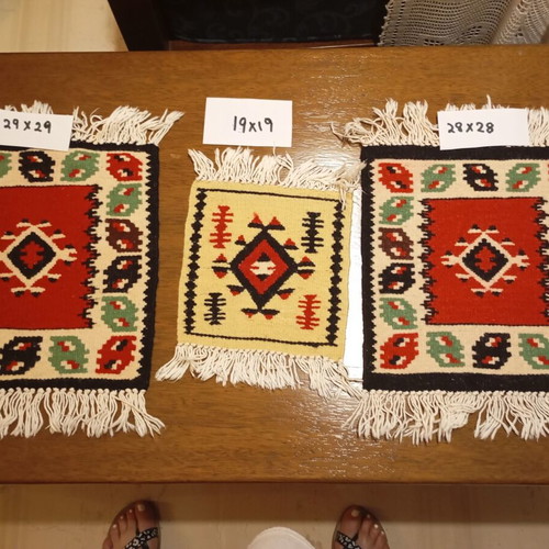 Vintage Kilim Table Linens Set of 3 in Like New Condition