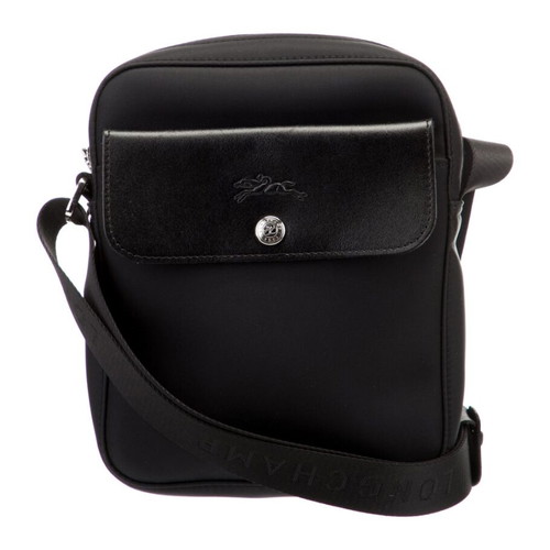 Longchamp Black Leather-Trimmed Crossbody Bag like new