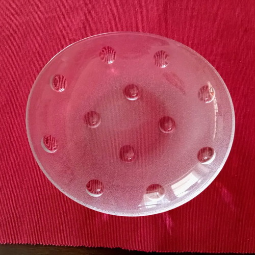 Glass oval platter unused with suction cup design