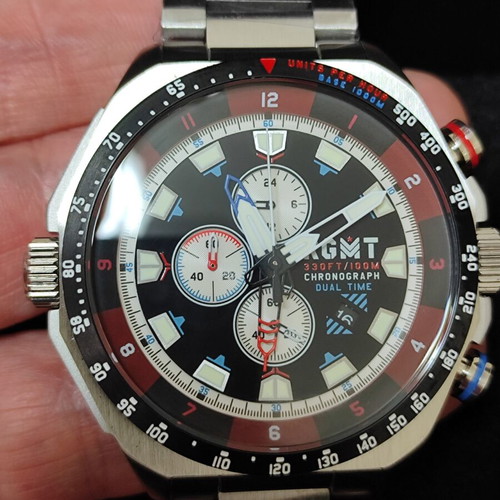 RGMT Capricorn Dual Time GMT Chronograph watch, men's