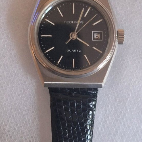Technos Swiss women's watch new, steel with black dial and strap