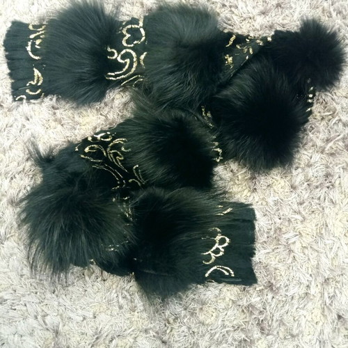 Fur scarf like new, black, genuine leather and fur