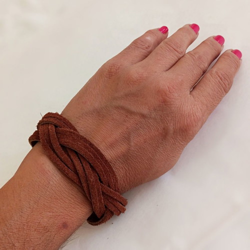 Brown suede bracelet used, vintage Boho-Indian style
