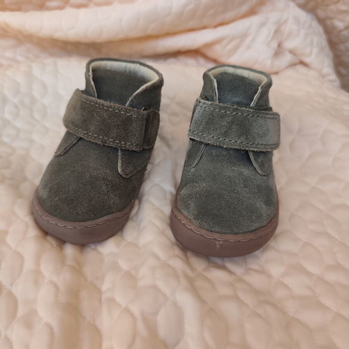 Gioseppo Kids Leather Boots used, size 21, khaki with blue detail