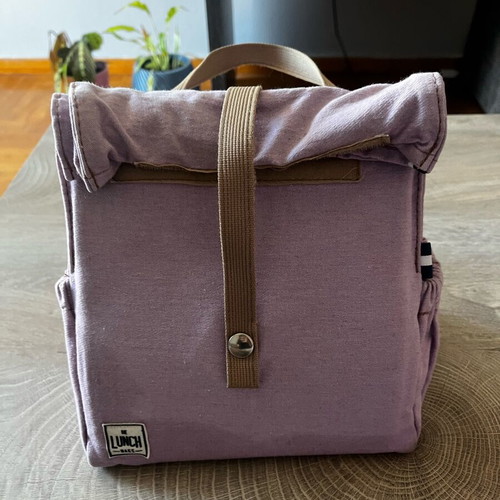 Lunch Box μωβ μεταχειρισμένο με κουμπάκι και θήκες στα πλαϊνά